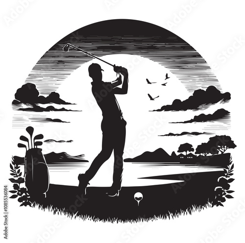Golf player silhouette Design.