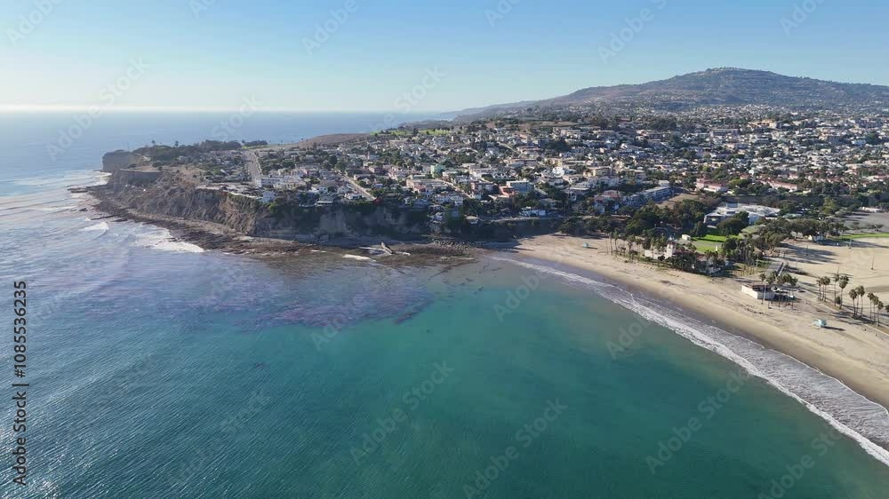 San Pedro, Los Angeles, aerial view of a coastal neighbourhood in California, with cliffs, a pier and beaches San Pedro, Los Angeles, aerial view of a coastal neighbourhood in California, with cliffs, a pier and beaches