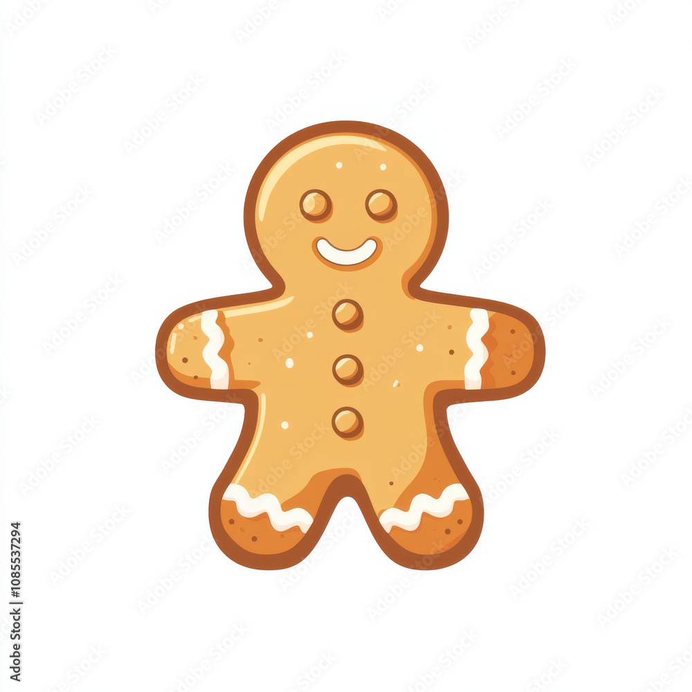 Gingerbread cookie character with cheerful expression, perfect for festive themes and holiday designs. This cute illustration captures essence of seasonal treats Gingerbread cookie character with cheerful expression, perfect for festive themes and holiday designs. This cute illustration captures essence of seasonal treats