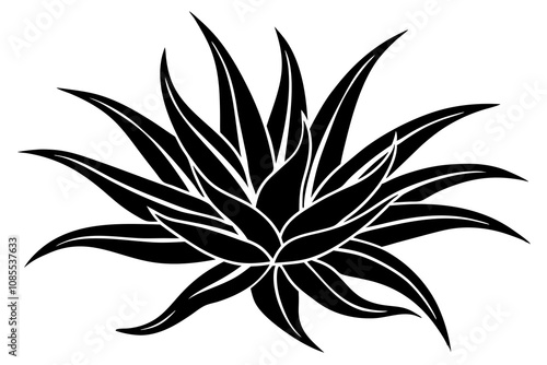 Bromeliad vector illustration linocut
