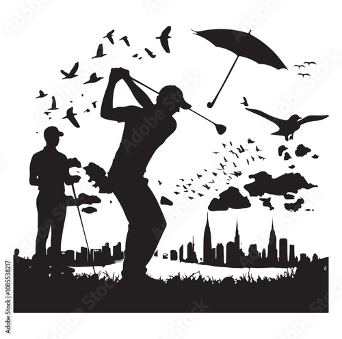 Golf player silhouette Design.