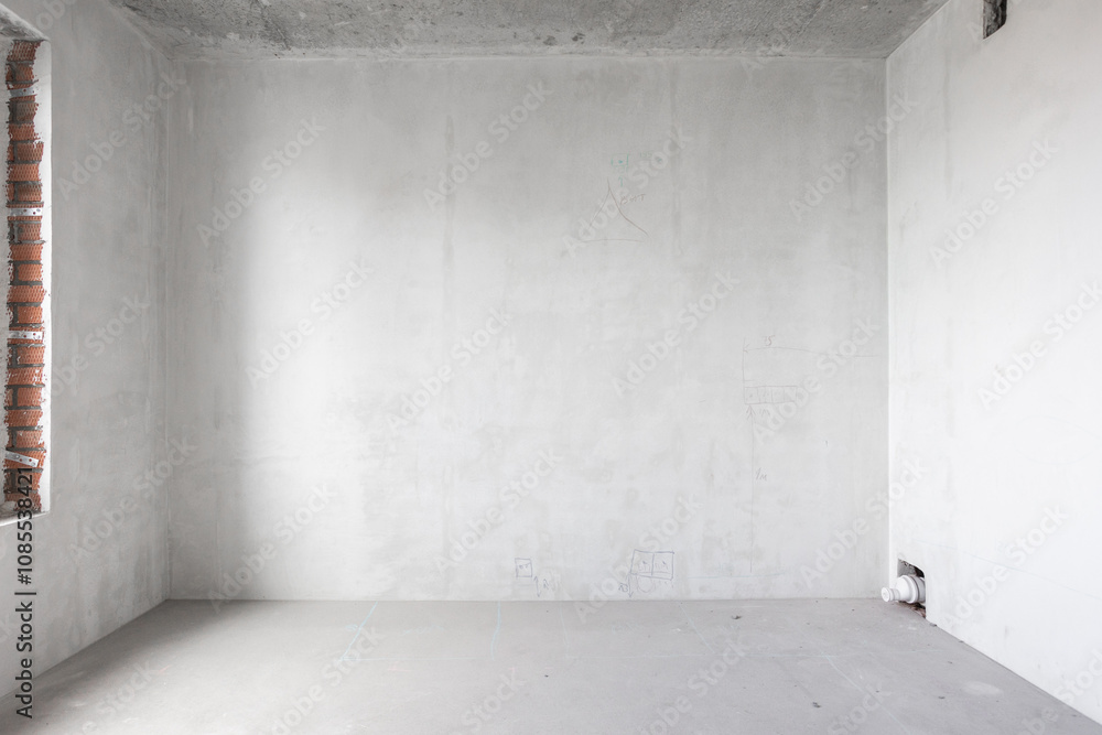 interior of the apartment without decoration in gray colors. rough finish interior of the apartment without decoration in gray colors. rough finish