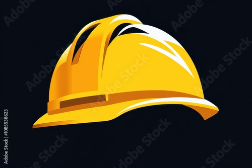 Yellow Safety Helmet Illustration	 photo