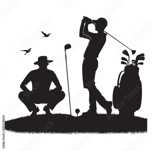 Golf player silhouette Design.