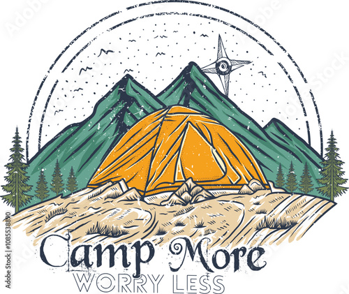 Explore more worry less camping adventure t shirt design