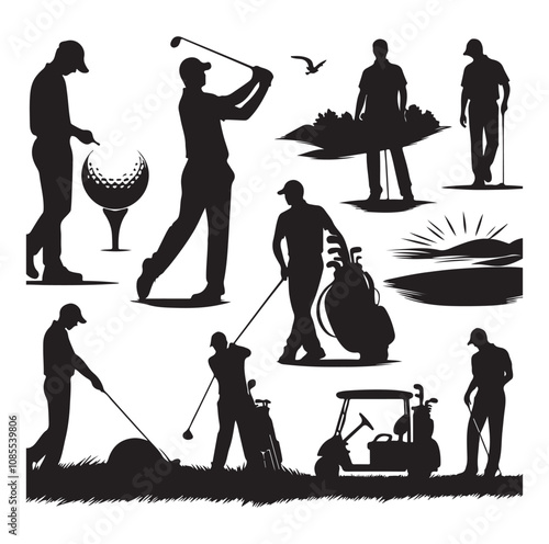 Golf player silhouette Design.