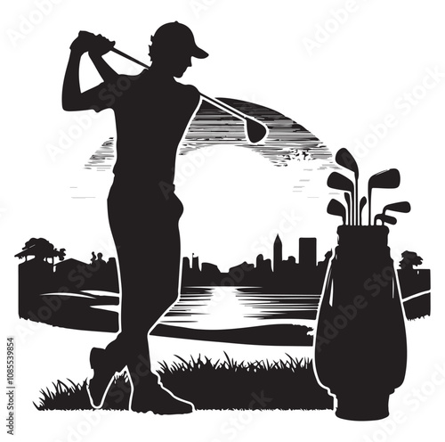 Golf player silhouette Design.