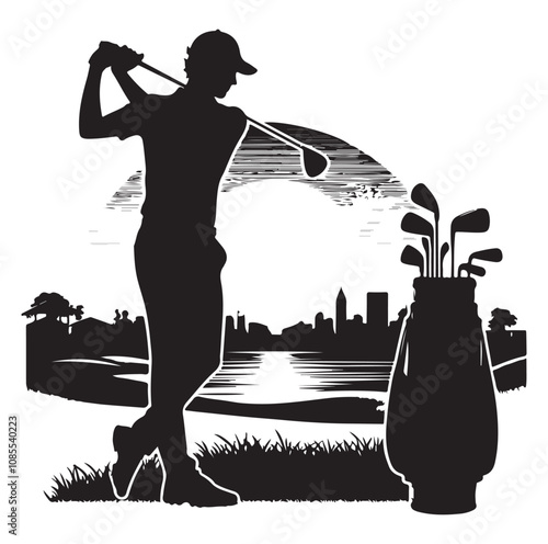 Golf player silhouette Design.