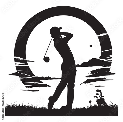 Golf player silhouette Design.