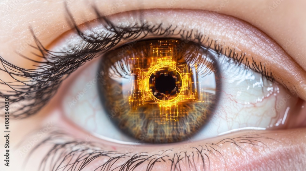 Fototapeta premium Eye with Augmented Reality Effect Close-Up