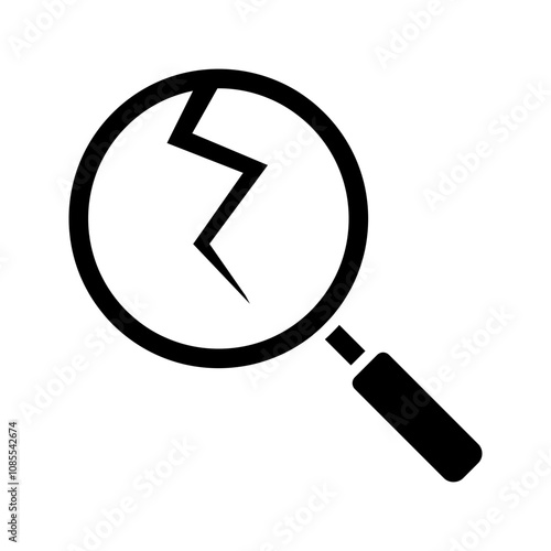 cracked fractured magnifying glass icon vector