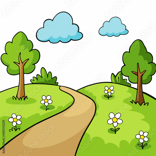 Meadow Path Vector on White