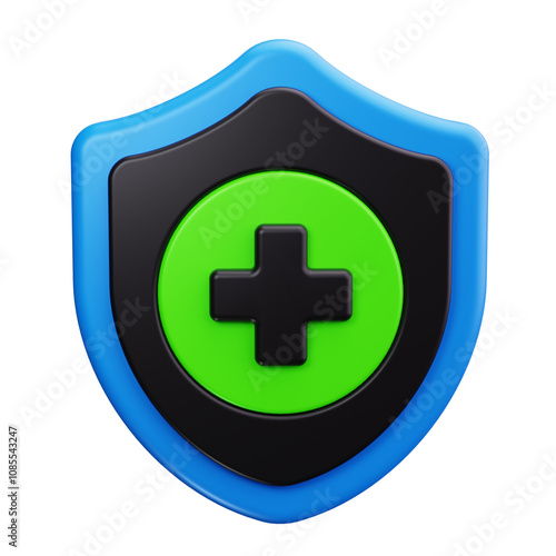 Health Cross Shield 3d Render Icons