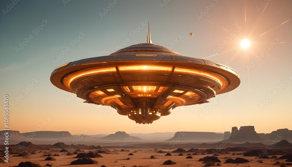 A mysterious futuristic spacecraft hovers above a distant alien planet its glowing energy core puls A mysterious futuristic spacecraft hovers above a distant alien planet its glowing energy core puls