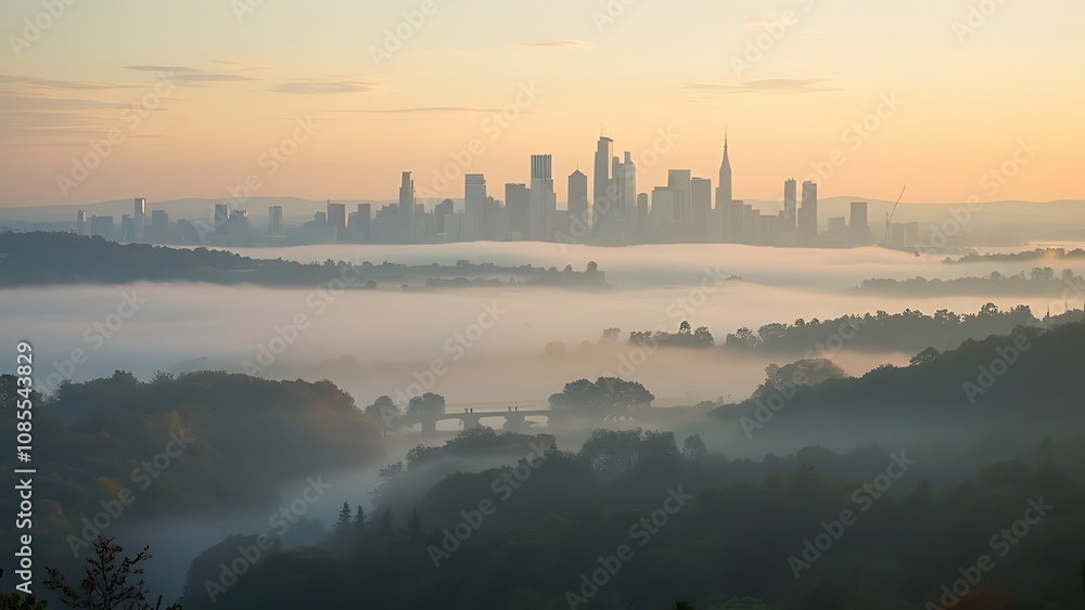 Fototapeta premium villages in resort surrounded by clouds Fog
