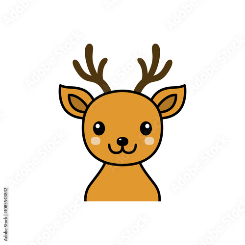 Christmas baby reindeer on white background.