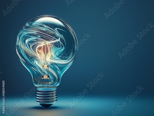 Swirling Glass Lightbulb Symbolizing Fluid and Ever Evolving Ideas Concept of Creativity and Innovation photo