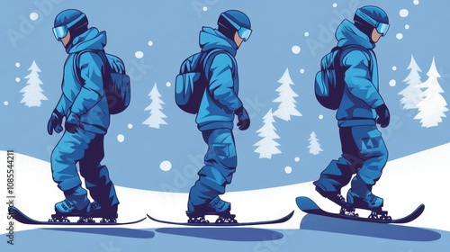 Wallpaper Mural Side view of a snowboarder in a blue suit, ready for a winter sport.  Torontodigital.ca