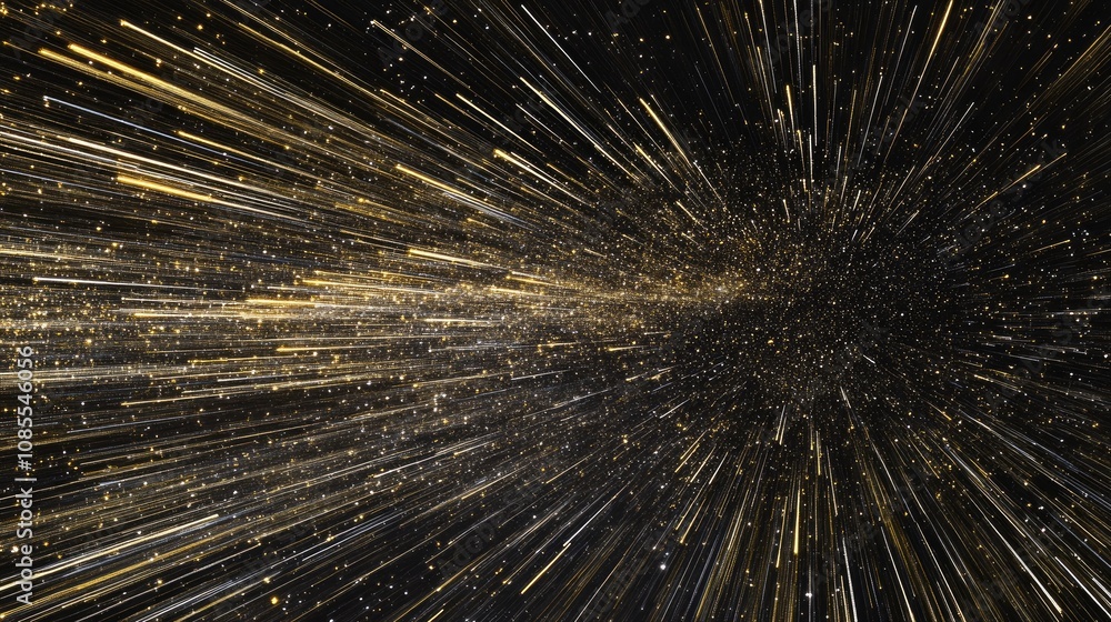 Fototapeta premium Dynamic Explosion of Light and Color in Space Representing Speed, Motion, and Cosmic Energy with a Starry Background for Science and Art Themes