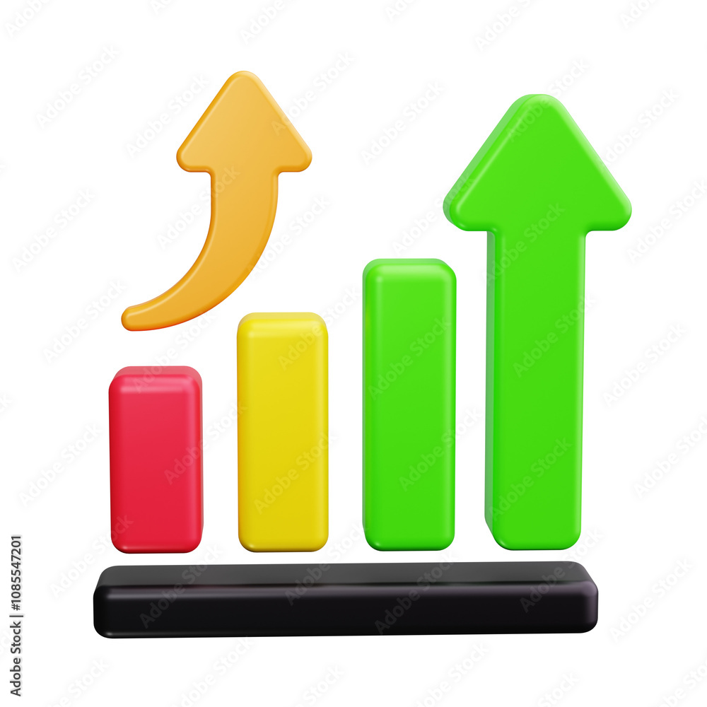 Graph with Upward Trend 3d Render Icons