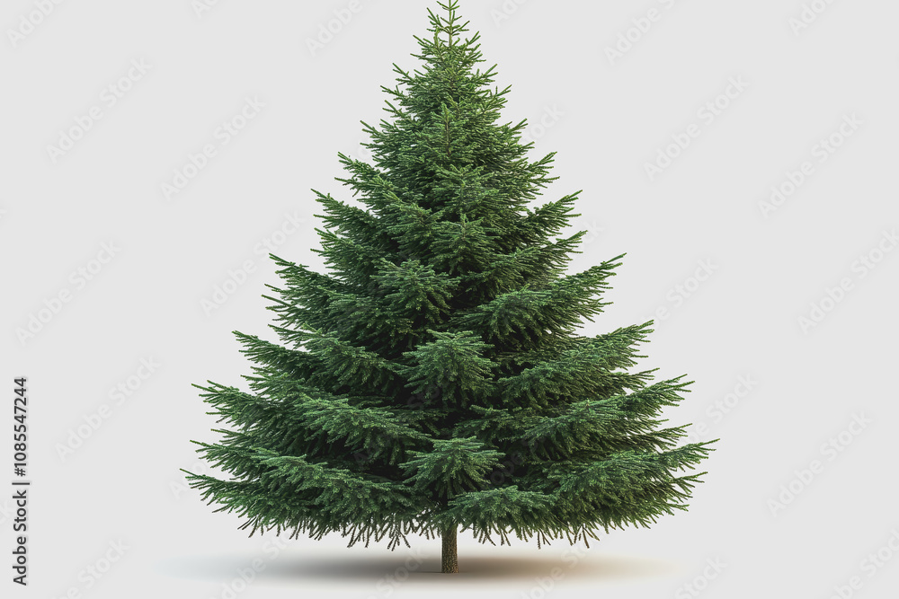 Fototapeta premium 3D Christmas Tree Illustration Isolated on White Background Perfect for Holiday Celebrations, Decorations, and Seasonal Projects