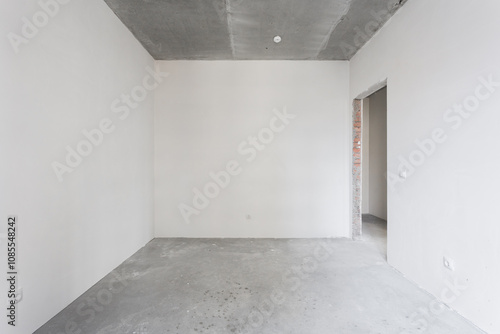 interior of the apartment without decoration in gray colors. rough finish