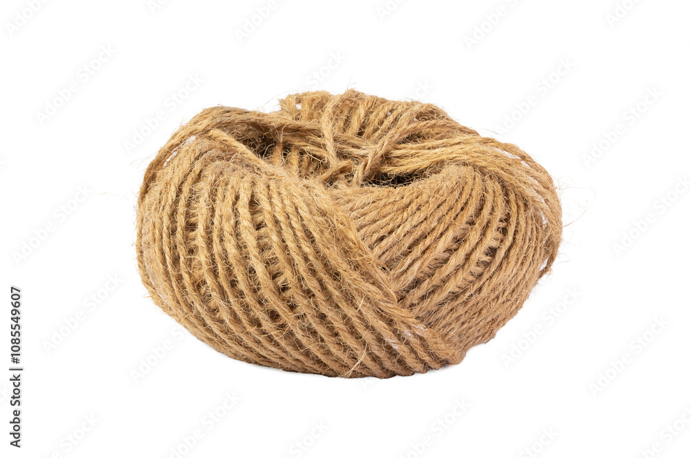 Natural jute twine string rope isolated. Roll of twine or brown twine rope isolated. Jute Hemp rope natural Natural jute twine string rope isolated. Roll of twine or brown twine rope isolated. Jute Hemp rope natural