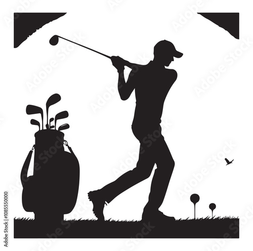 Golf player silhouette Design.