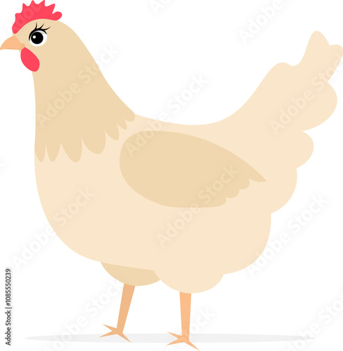 Farm Animals. Cute farm. Cute chicken walking on white background. Collection of farm animals. Baby flat vector illustration.