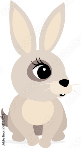 Farm Animals. Cute farm. Gray rabbit on white background. Collection of farm animals. Baby flat vector illustration.