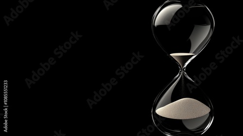 Elegant hourglass on a dark background representing the passage of time, patience, and the inevitability of change in our lives and experiences.