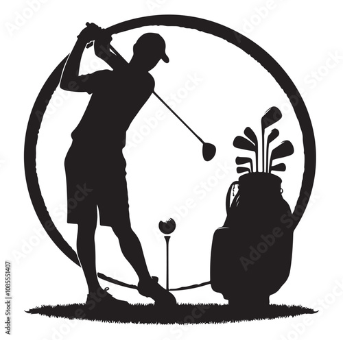 Golf player silhouette Design.