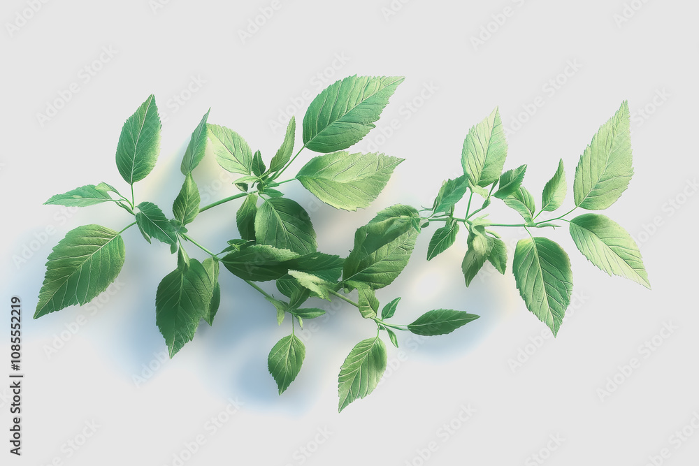 Organic Herbs Isolated on White Background - of Fresh Green Leaves for Culinary, Herbal, or Natural Product Design Use Organic Herbs Isolated on White Background - of Fresh Green Leaves for Culinary, Herbal, or Natural Product Design Use