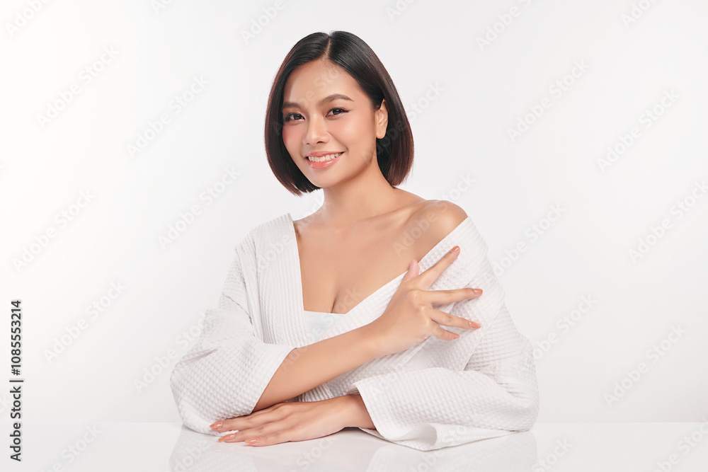 Beautiful young asian woman with clean fresh skin on white background, Face care, Facial treatment, Cosmetology, beauty and spa, Asian women portrait. Beautiful young asian woman with clean fresh skin on white background, Face care, Facial treatment, Cosmetology, beauty and spa, Asian women portrait.