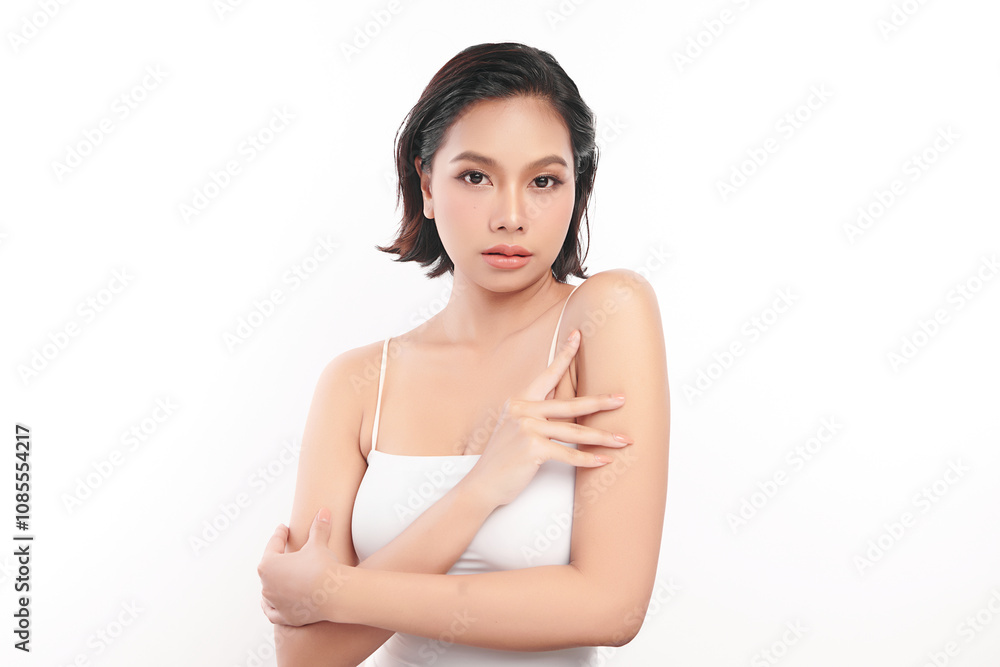Beautiful young asian woman with clean fresh skin on white background, Face care, Facial treatment, Cosmetology, beauty and spa, Asian women portrait. Beautiful young asian woman with clean fresh skin on white background, Face care, Facial treatment, Cosmetology, beauty and spa, Asian women portrait.