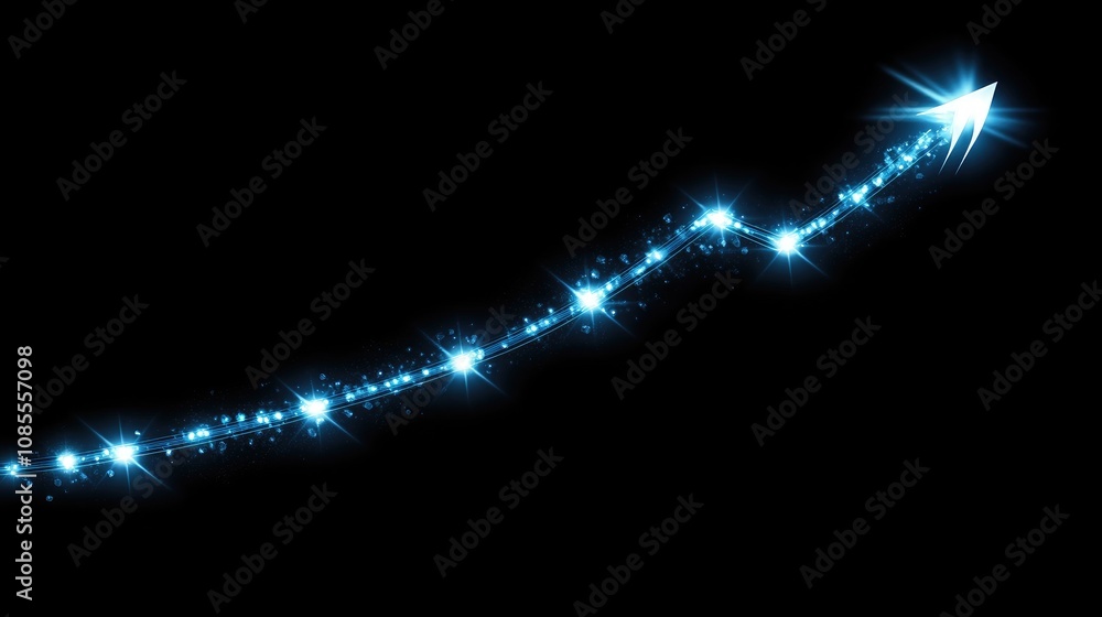Sparkling Blue Arrow Design on a Dark Background Representing Growth, Progress, Success, and Achievement in Business or Personal Development Concepts Sparkling Blue Arrow Design on a Dark Background Representing Growth, Progress, Success, and Achievement in Business or Personal Development Concepts
