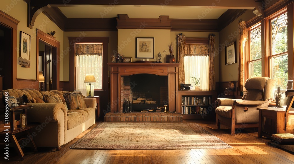Inviting Craftsman Living Room with Natural Light Inviting Craftsman Living Room with Natural Light