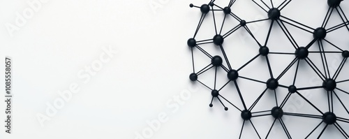 Abstract Network Connection Black Nodes Lines on White