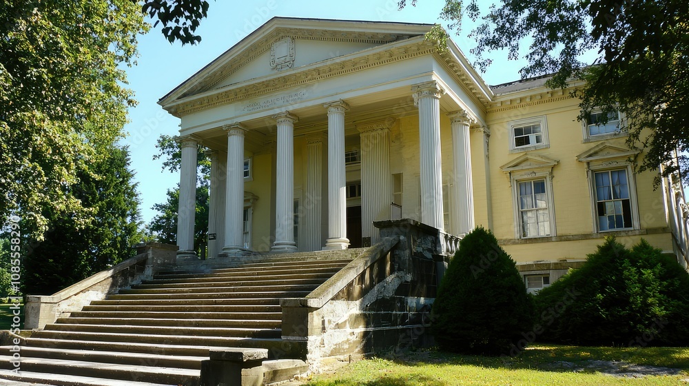 Stately Greek Revival Courthouse with Impressive Steps Stately Greek Revival Courthouse with Impressive Steps
