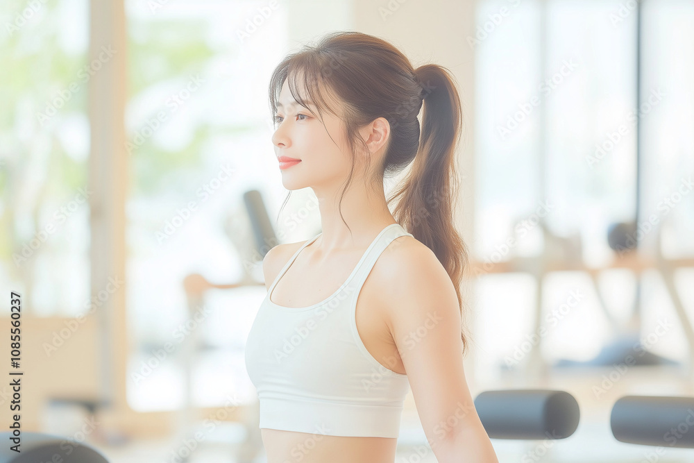 ピラティスをする女性