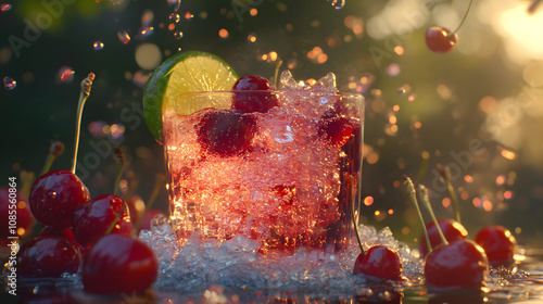 Effervescent Cherry Lime Spritz - A Sweet and Zesty Bubbly Drink for Summer Evenings photo