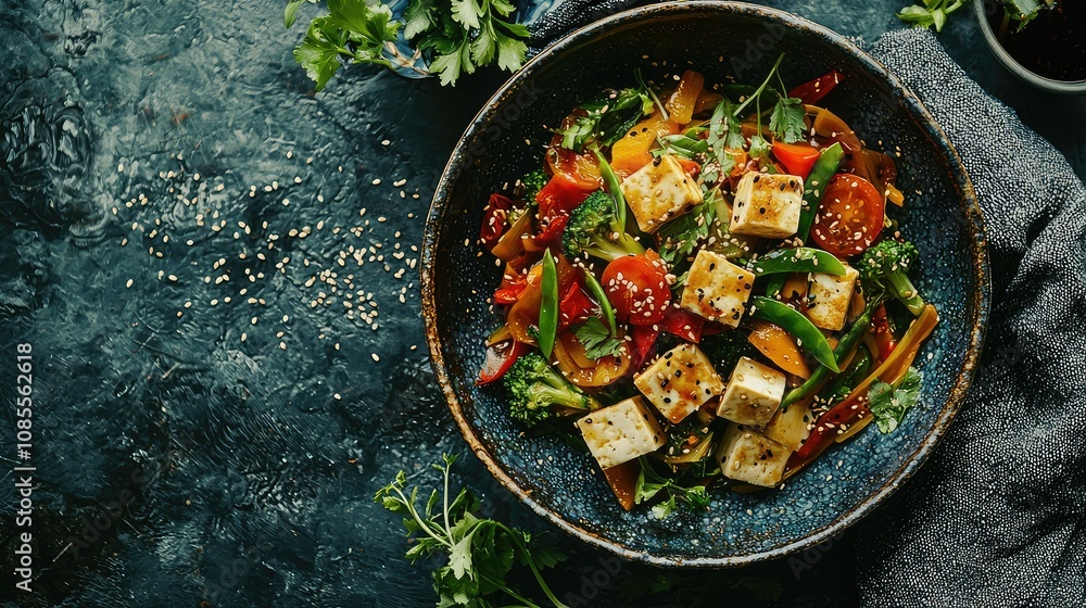 Vibrant Stir-Fried Vegetable Dish with Tofu Vibrant Stir-Fried Vegetable Dish with Tofu