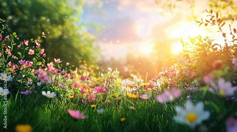 Vibrant Spring Meadow in Full Bloom Vibrant Spring Meadow in Full Bloom