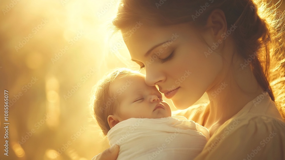 Unconditional Love A Mother s Embrace with Her Newborn Baby in Warm Glowing Light Unconditional Love A Mother s Embrace with Her Newborn Baby in Warm Glowing Light