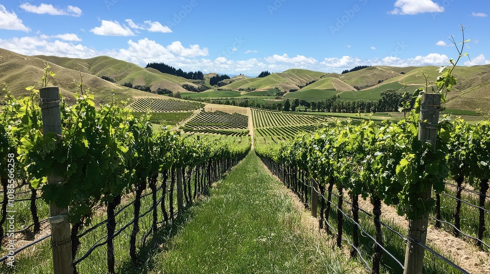 Fototapeta premium Summer Vineyard Under Sunny Skies