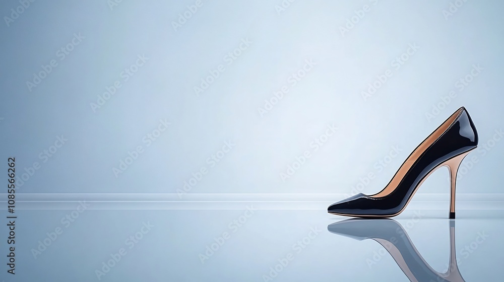 Striking Stiletto Shoes on Reflective Floor for Fashion Advertising Striking Stiletto Shoes on Reflective Floor for Fashion Advertising
