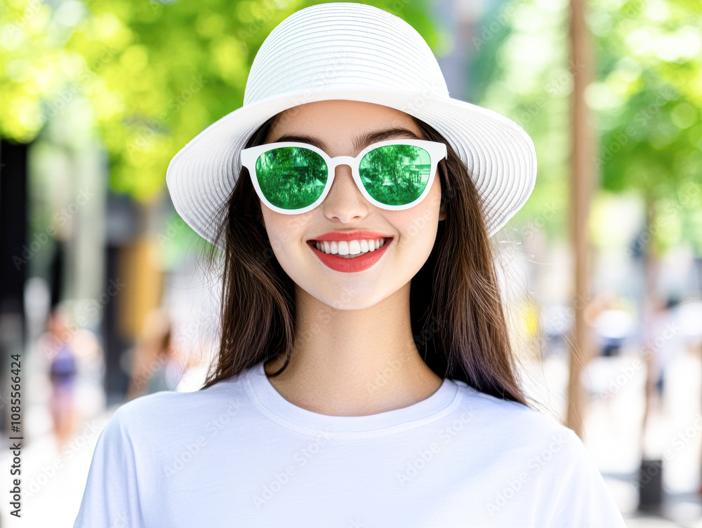 Summer smiles young woman wearing sunglasses urban street portrait photography bright environment close-up joyful vibe Summer smiles young woman wearing sunglasses urban street portrait photography bright environment close-up joyful vibe