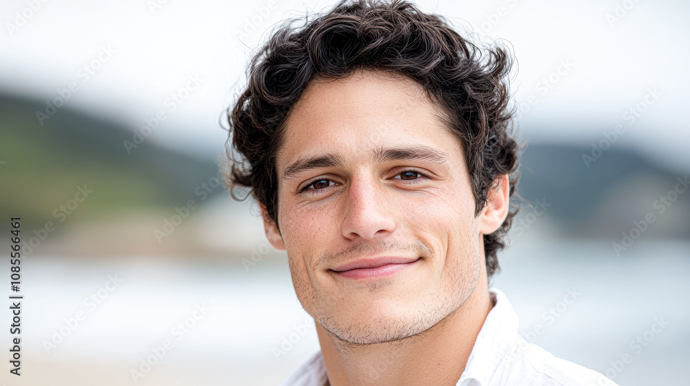 Smiling young man portrait beachside lifestyle photography natural light close-up joyful expression Smiling young man portrait beachside lifestyle photography natural light close-up joyful expression