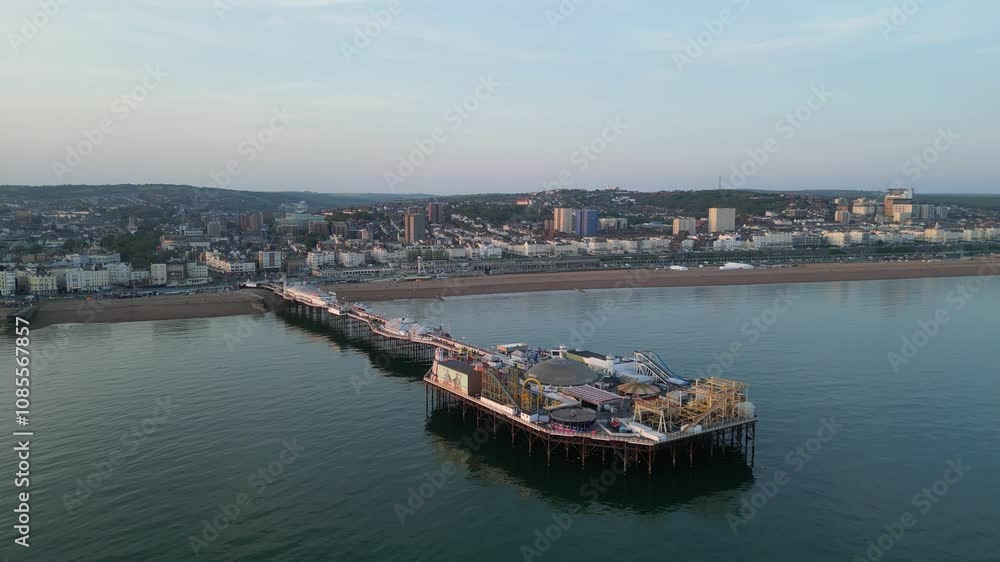 British Tourist Attraction of Beach and Ocean at Brighton and Hove Coastal City of England United Kingdom. British Tourist Attraction of Beach and Ocean at Brighton and Hove Coastal City of England United Kingdom.