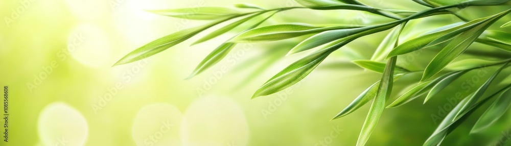 Lush green leaves illuminated by soft light, creating a serene and tranquil atmosphere. Lush green leaves illuminated by soft light, creating a serene and tranquil atmosphere.